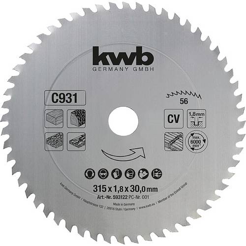 Lame De Scie Circulaire KWB 170 X 30 Mm - Coupe Fine Pour Plans De Travail, Bois Et Panneaux Revêtus