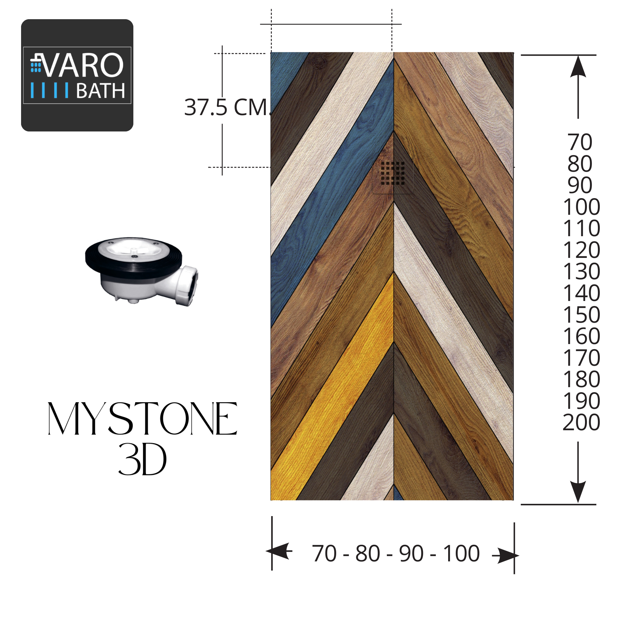 VAROBATH | Piatto doccia 3D 100x160 - Effetto legna WENRA - 7