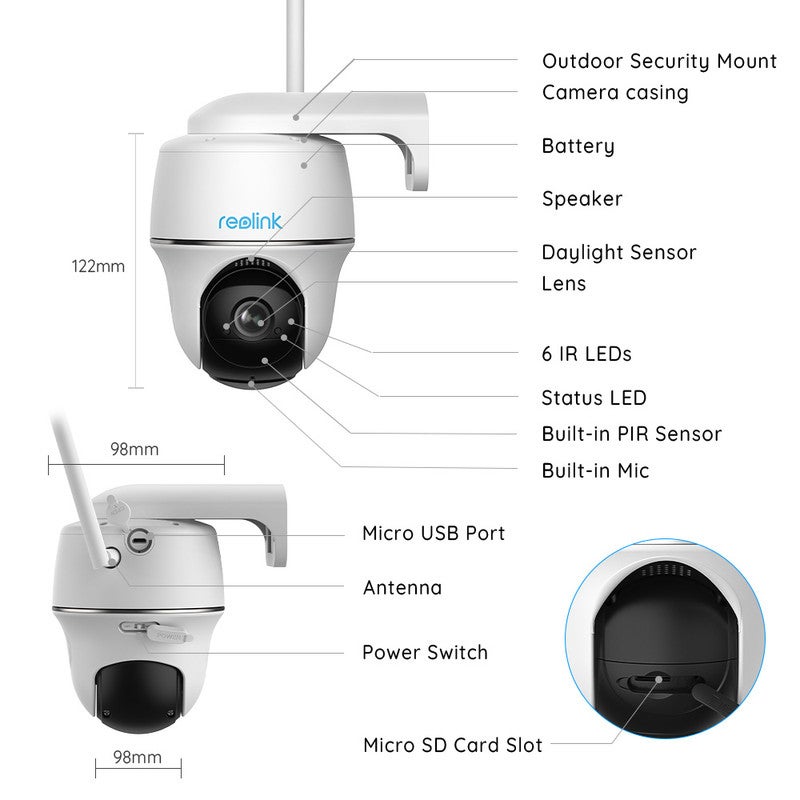 Caméra de surveillance 5MP WiFi batterie PT sans fil, +SP, Reolink - 4