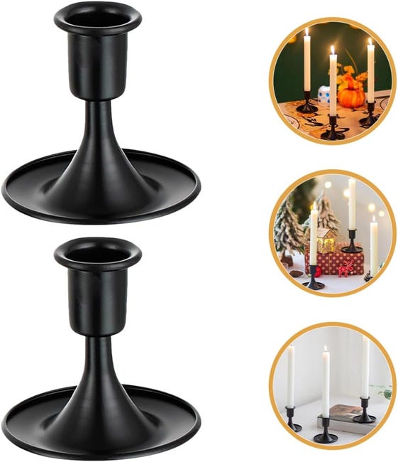 Yardenfun Bougeoir Fer Rétro Européen 4 Bougies - Décoration Intérieure Mariage Salon Élégant Noir 8x8x15.5cm