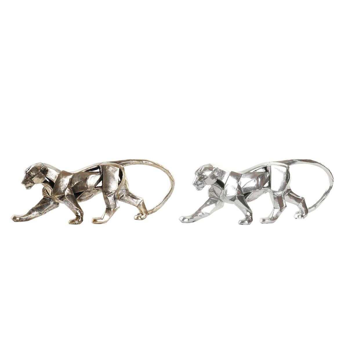 Figura decorativa dkd home decor plateado dorado resina pantera (46,5 x 10 x 18 cm) (2 unidades)