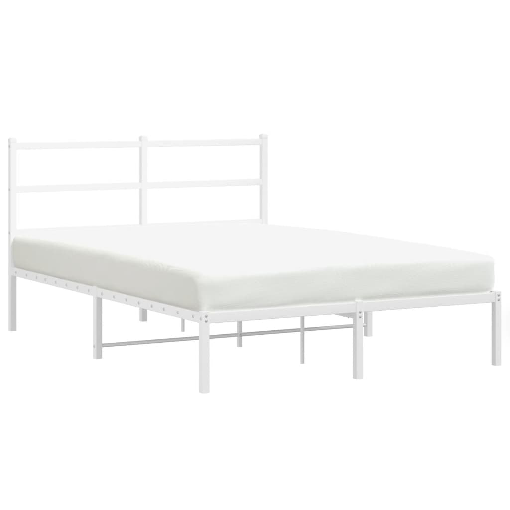 Łóżko Metalowe Białe Rama Łóżko Ze Stelażem Do Sypialni Pokoju 140x190 cm