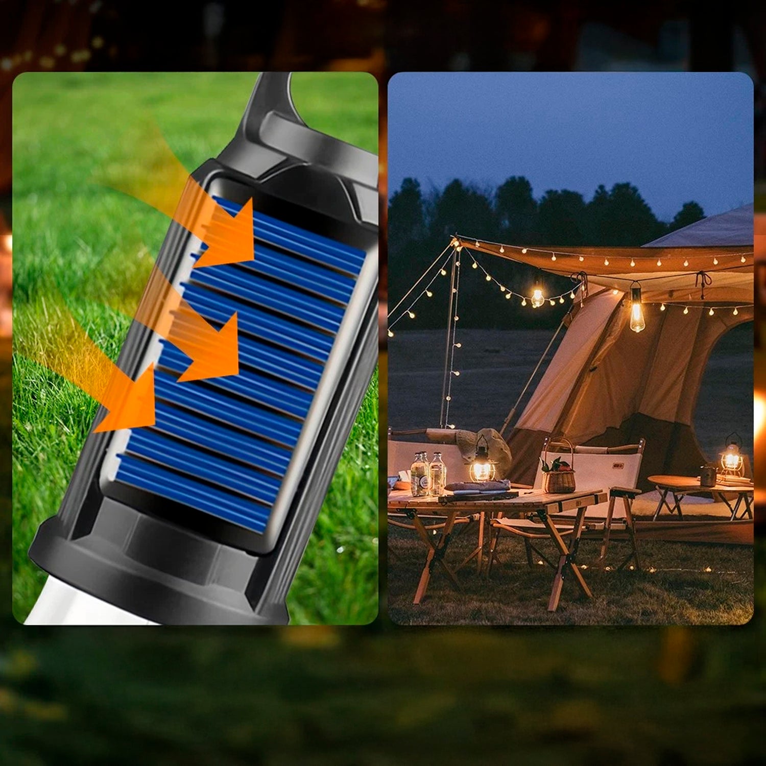 Lampadina LED T02 con carica solare e antizanzare, con gancio per appendere, batteria ricaricabile da 400mAh, 5W e luce calda fino a 12 ore di durata. - 3