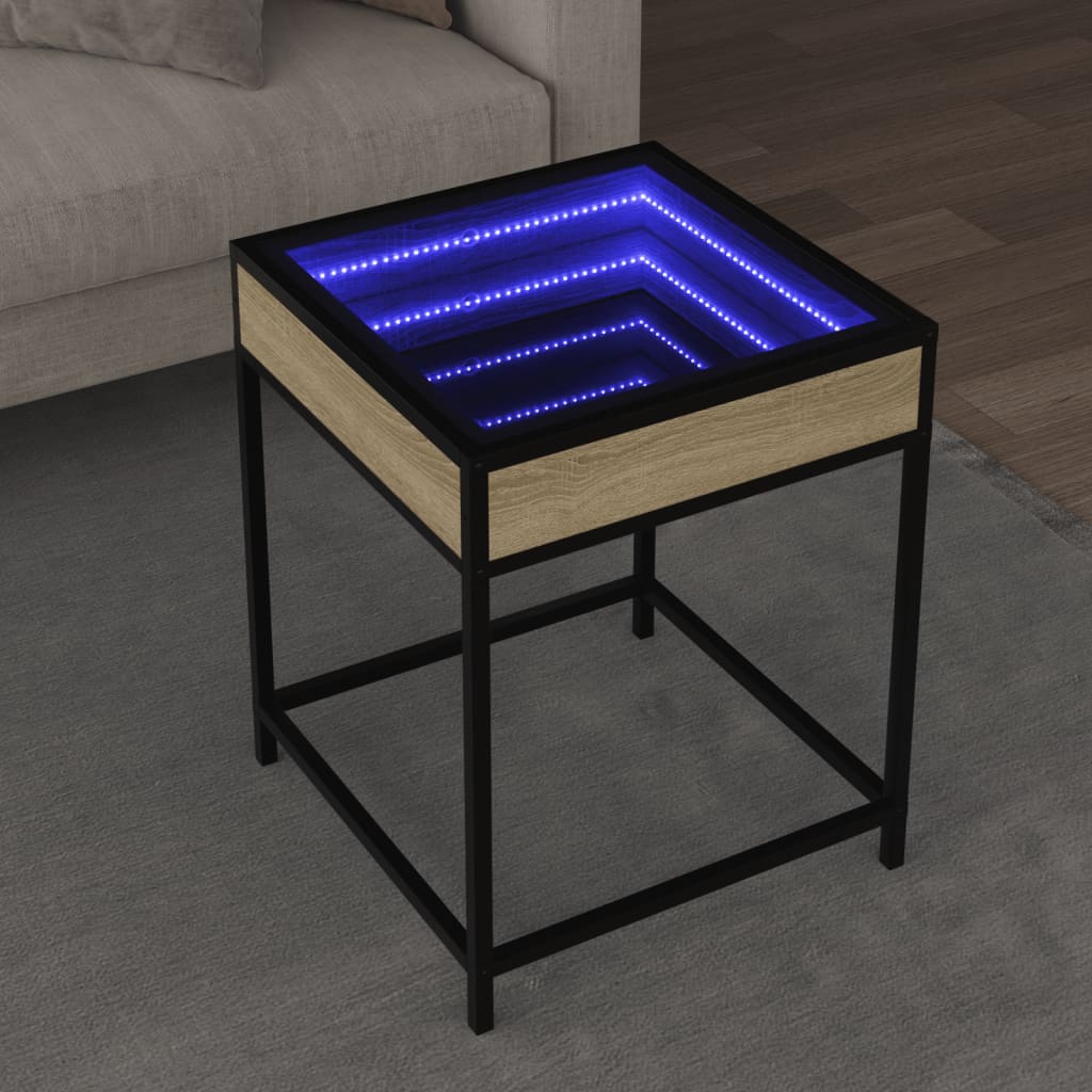 Table basse avec LED Infinity chêne sonoma 40x40x51 cm | Leroy Merlin