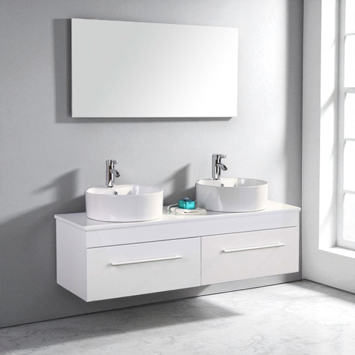 Meuble de Salle de Bain blanc 150 cm Lavabo inclus – Cecily - 2
