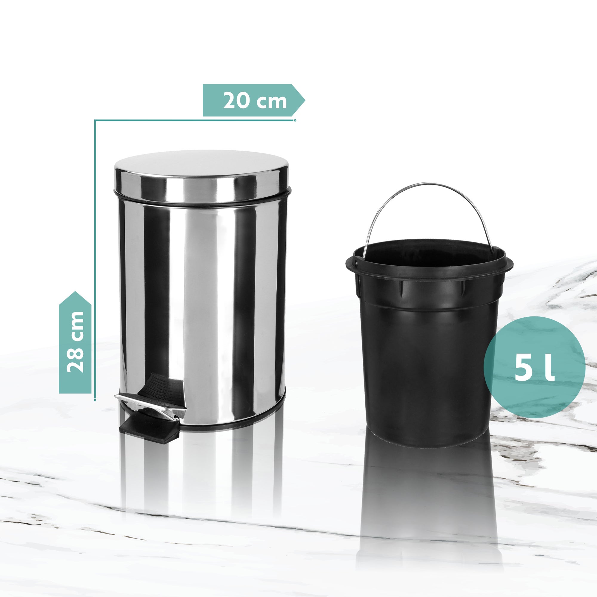 Cubo Basura Acero Inoxidable Cubo De Basura Con Pedal 20L En Acero