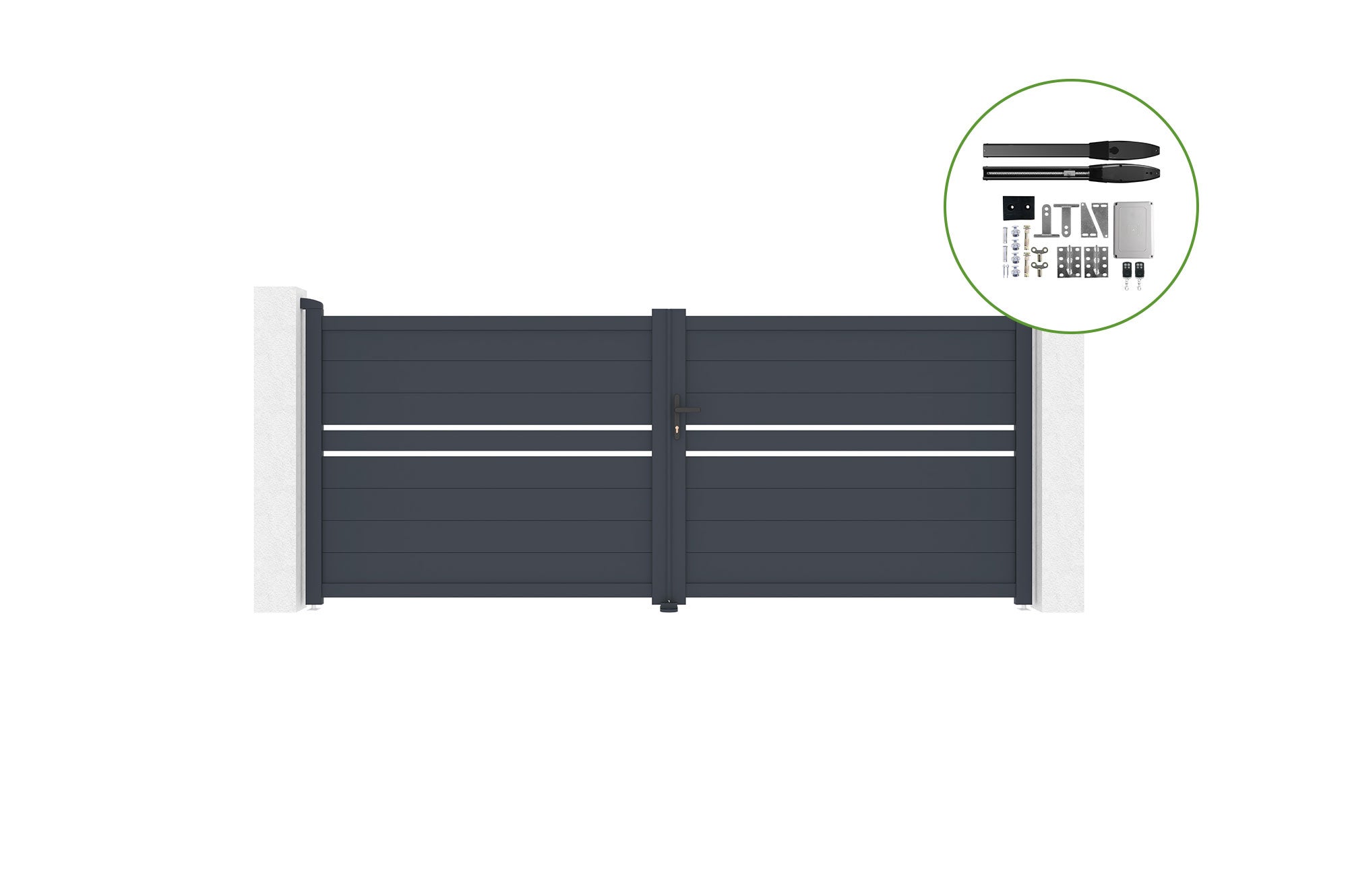 Brama skrzydłowa 3,5m CIMONE H.140cm aluminiowa + napęd HICKER B200