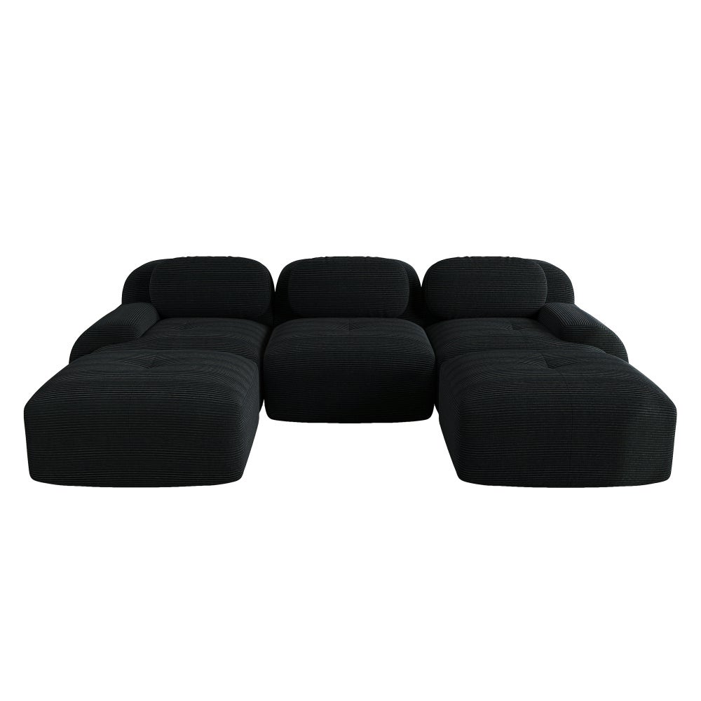 Canapé modulaire en U en tissu côtelé premium, sans montage, antidérapant, adapté aux animaux, rembourrage 32D,chambre et bureau - 6