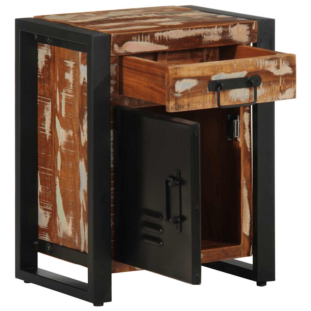 2 pcs Mesas de cabeceira，Mesita de noche，Mesa Auxiliar madeira maciça áspera multicor manga CFW763506 - 3