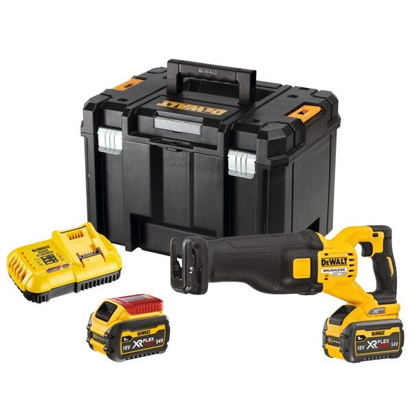 DeWALT - Scie sabre 2.0 XR FLEXVOLT 54V Brushless - 2 batteries 3Ah Li-Ion + chargeur + coffret TSTAK - DCS389X2