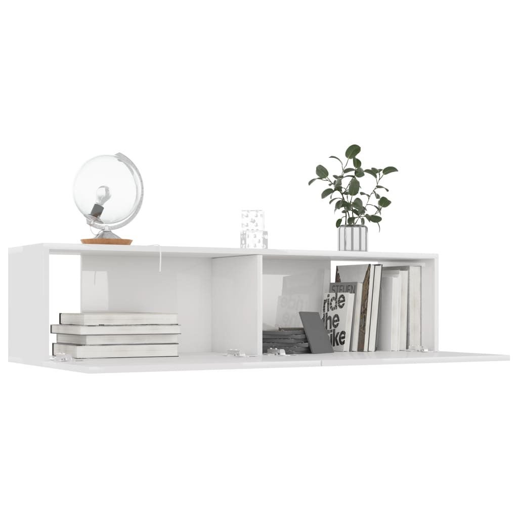 Vidaxl meuble tv avec lumières led blanc brillant 120x30x35,5 cm - Meuble TV