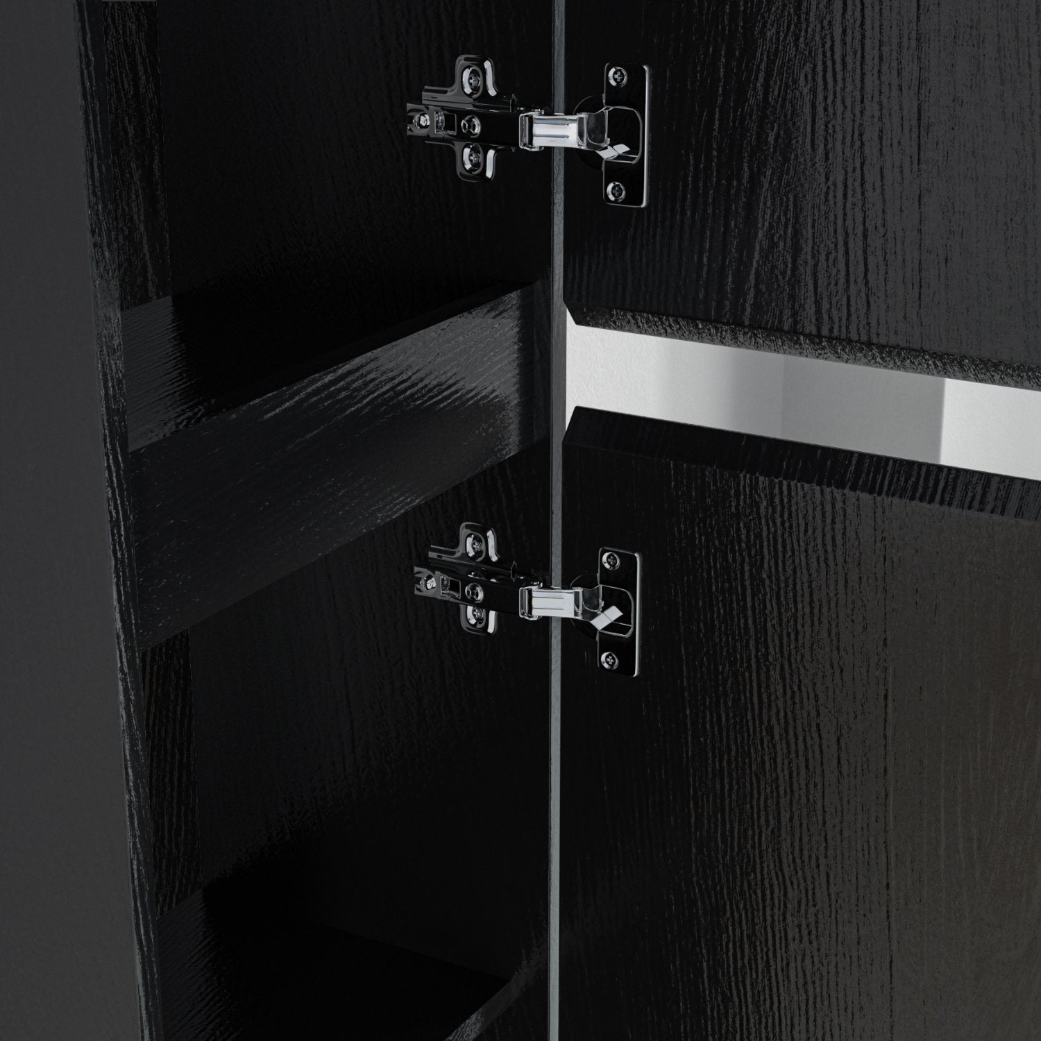 Ensemble meuble vasque 60 cm avec colonne - LOMAZOO Avalon - chêne noir - lavabo noir - 7