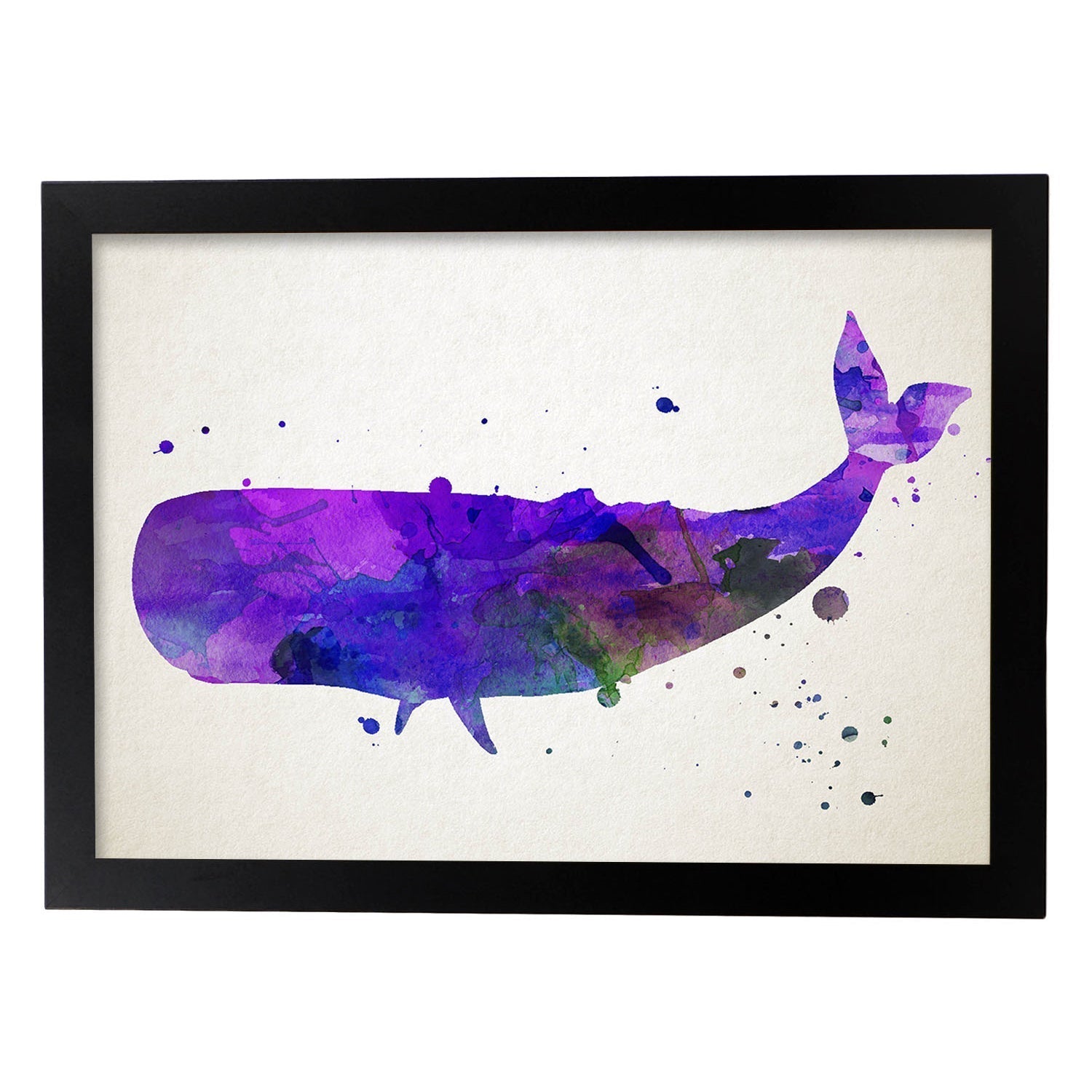 Affiche De Baleine Baleine. Plaques D'animaux Cadre D'aquarelle A4 ...