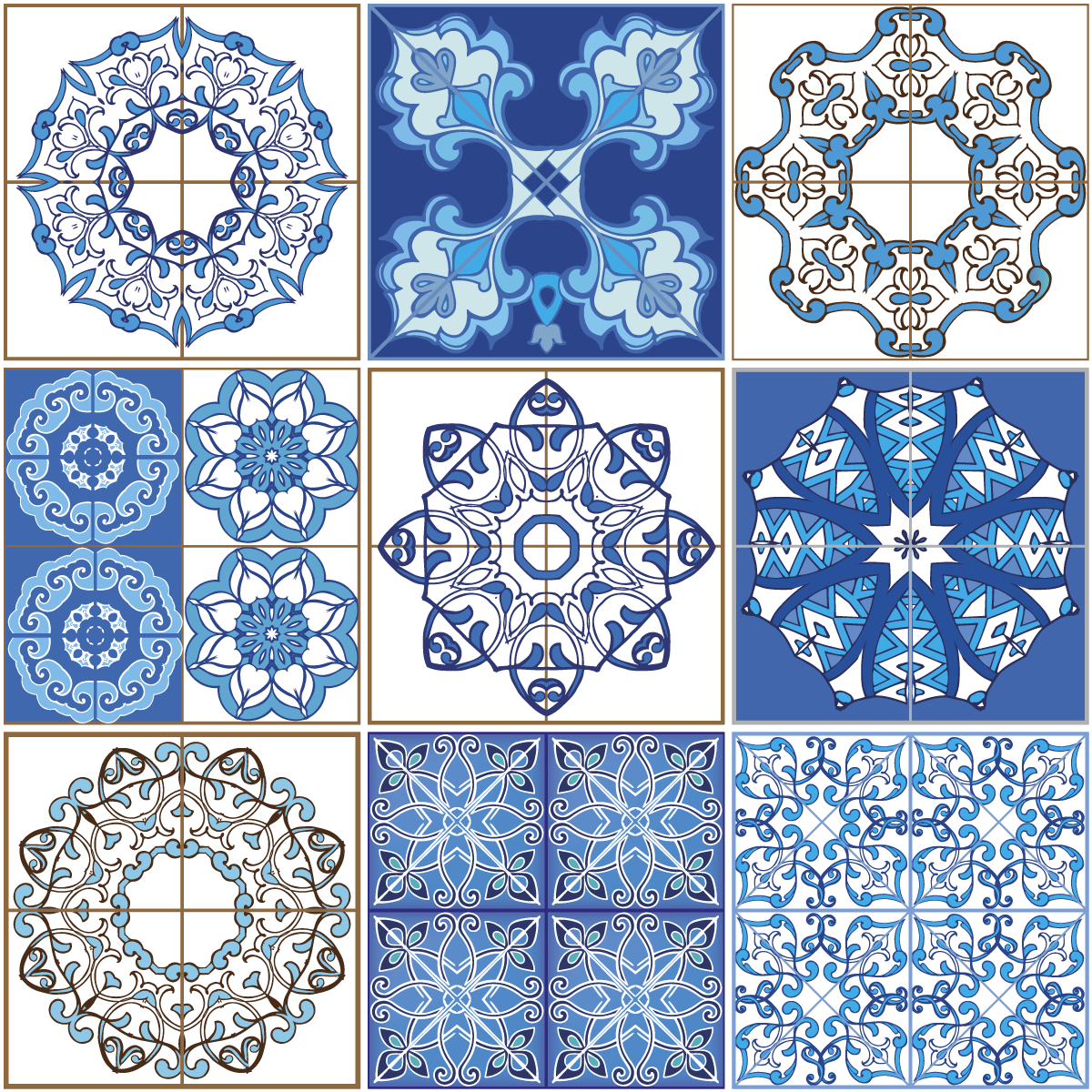 9 adesivi piastrelle di cemento azulejos Stella - Sticker adesivo - adesivi murali - 9stickers20x20cm - 2