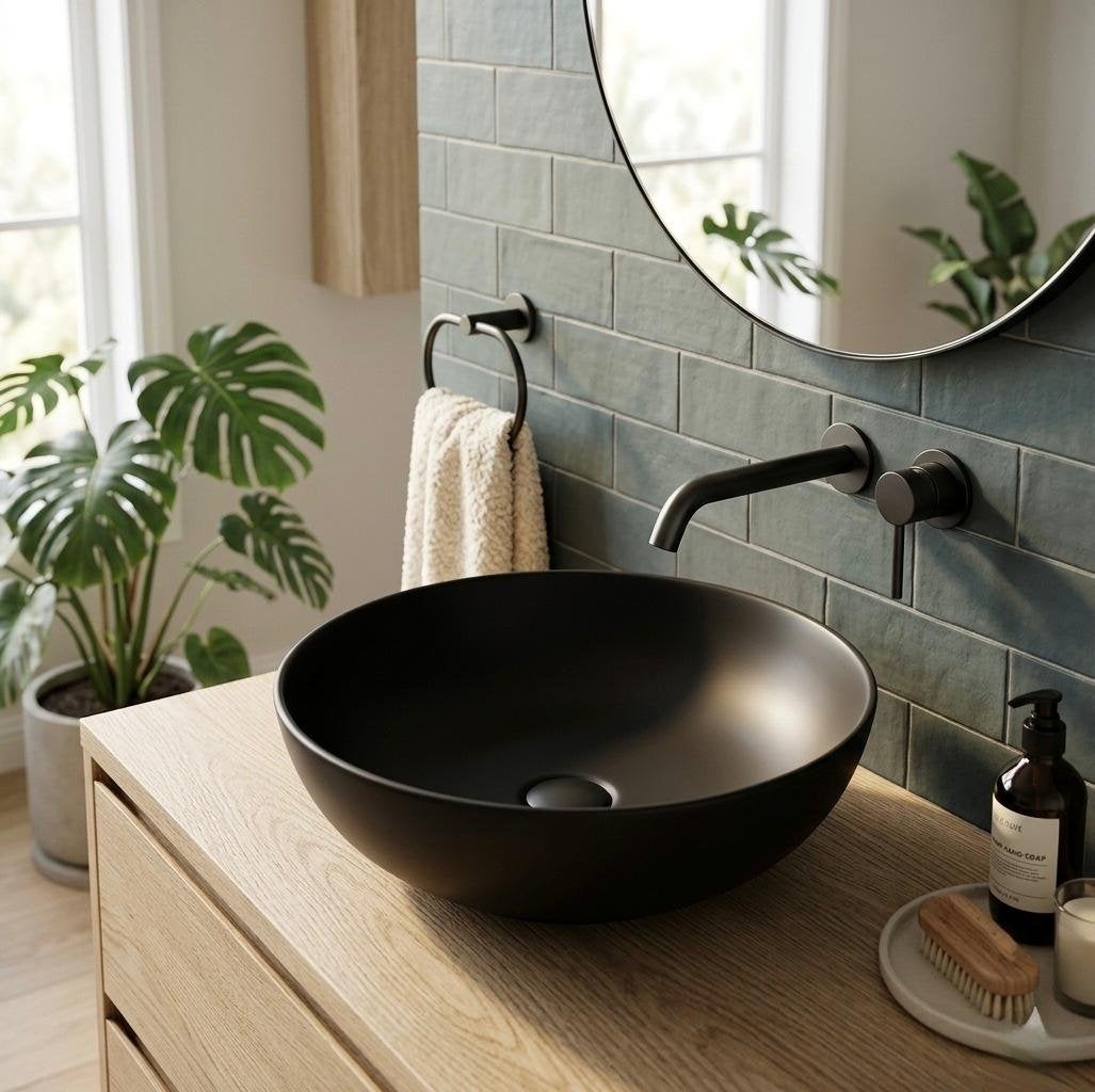 Lavabo de encimera mate dm 385 negro h.145