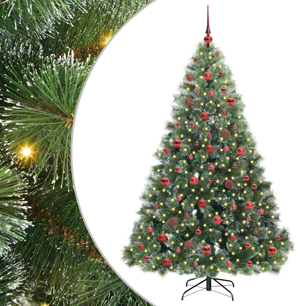 Sztuczna choinka z 300 diodami LED Zielony 180 cm PE i PVC