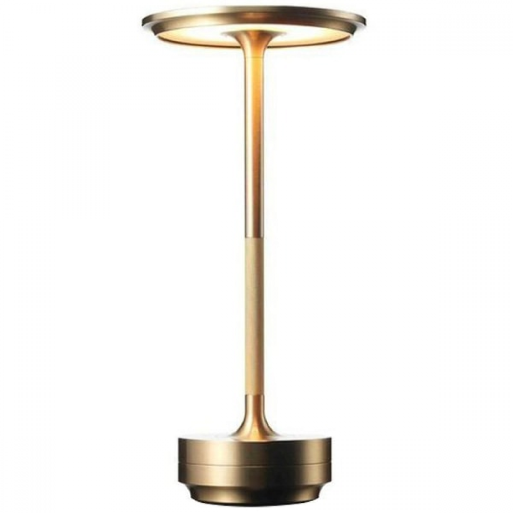 Lampe De Table Champignon Rechargeable USB - 3 Lumières, Dimmable, Métal Doré, Hauteur 21.5 Cm