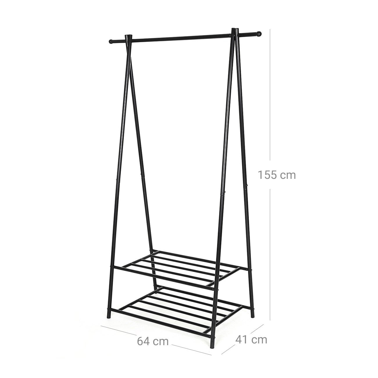 SONGMICS Portant à vêtements, Penderie à vêtements, Portemanteau avec 2 étagères de rangement pour chaussures, boîte, cadre métallique, Noir - 6