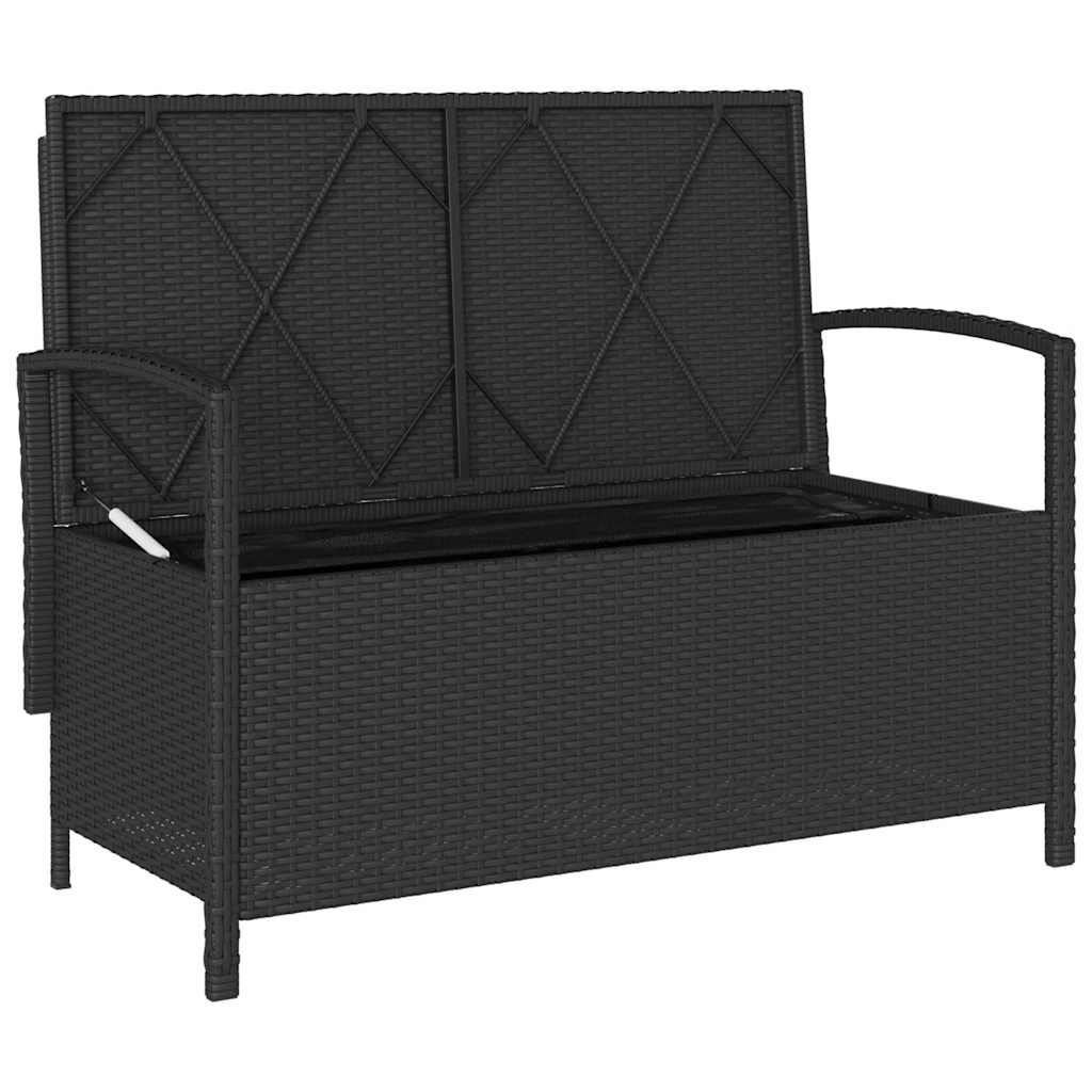 Banc de rangement de jardin avec coussin noir résine tressée vidaXL - 6