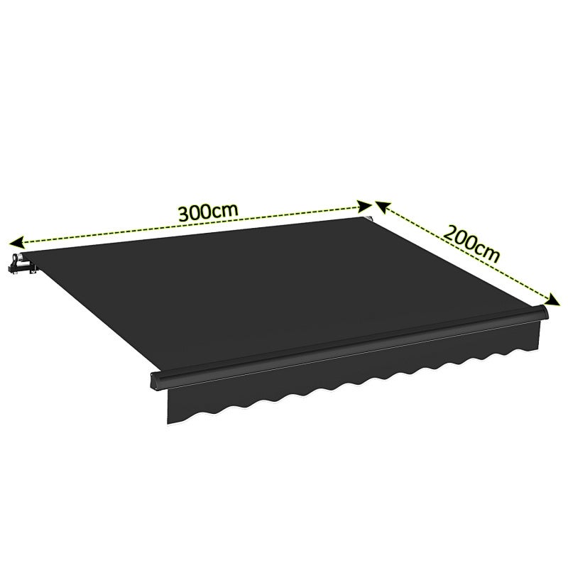 Store Banne Store électrique rétractable 3x2 m Motorisé à télécommande toile polyester Anthracite avec Protection Solaire - 2