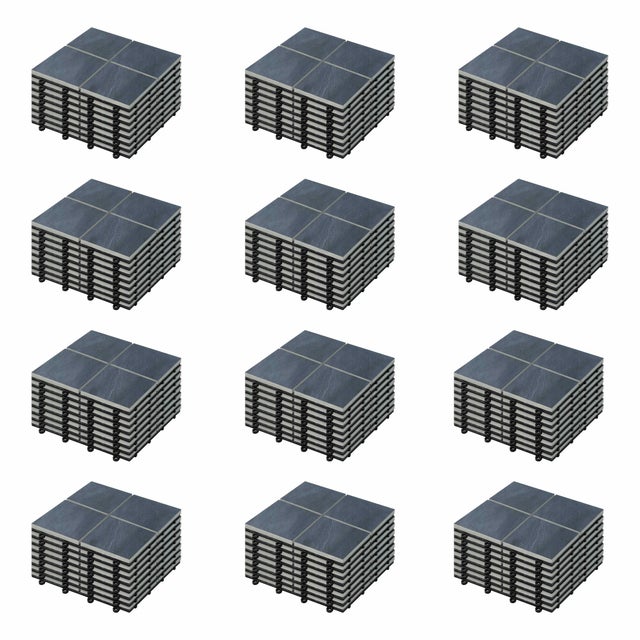 Lot de 96 dalles clipsables en pierre noir