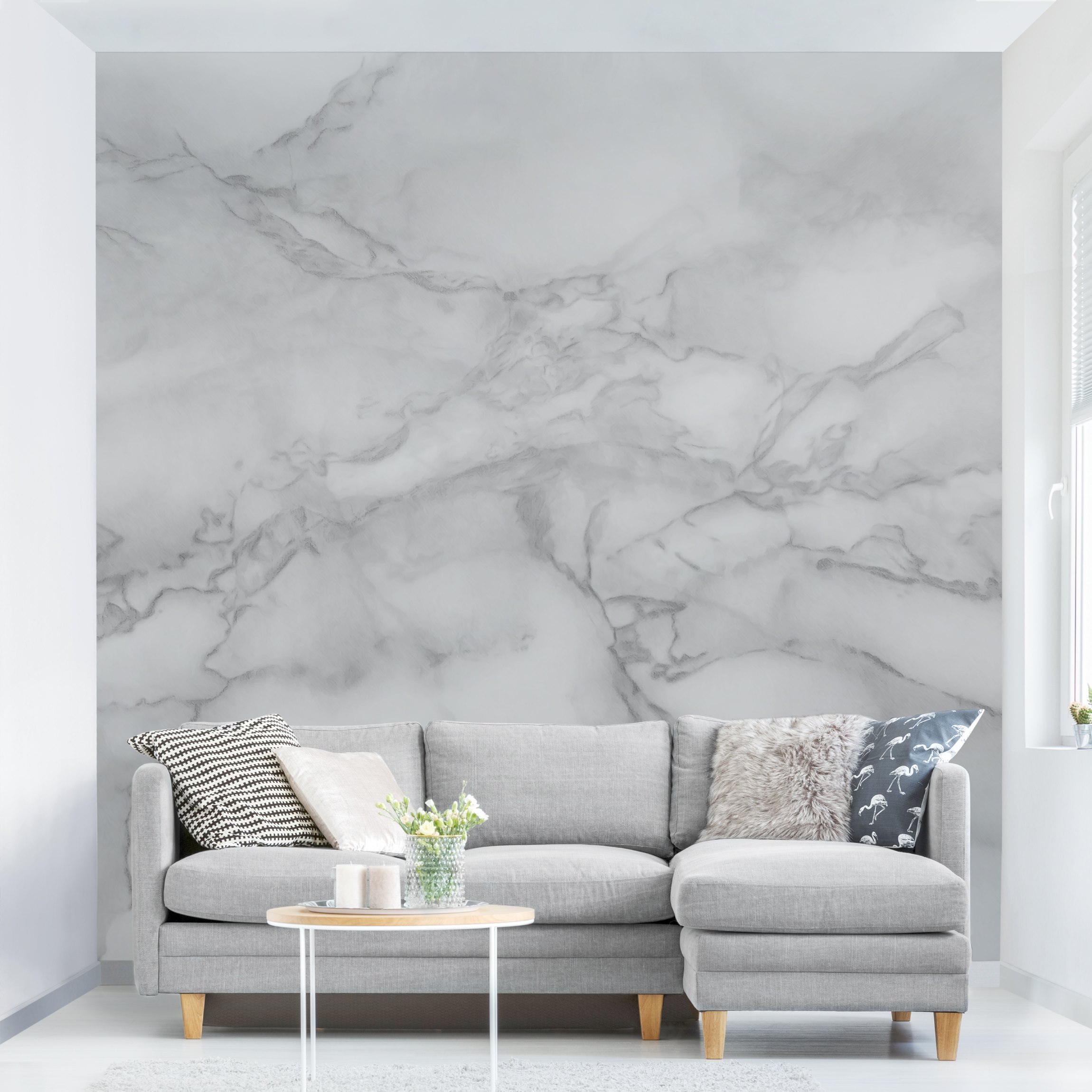 Papel pintado fotomural mármol blanco y negro 3d estampado imitación piedra 71 - salón dormitorio cocina pasillo - tnt 192 x 192 cm adhesivo