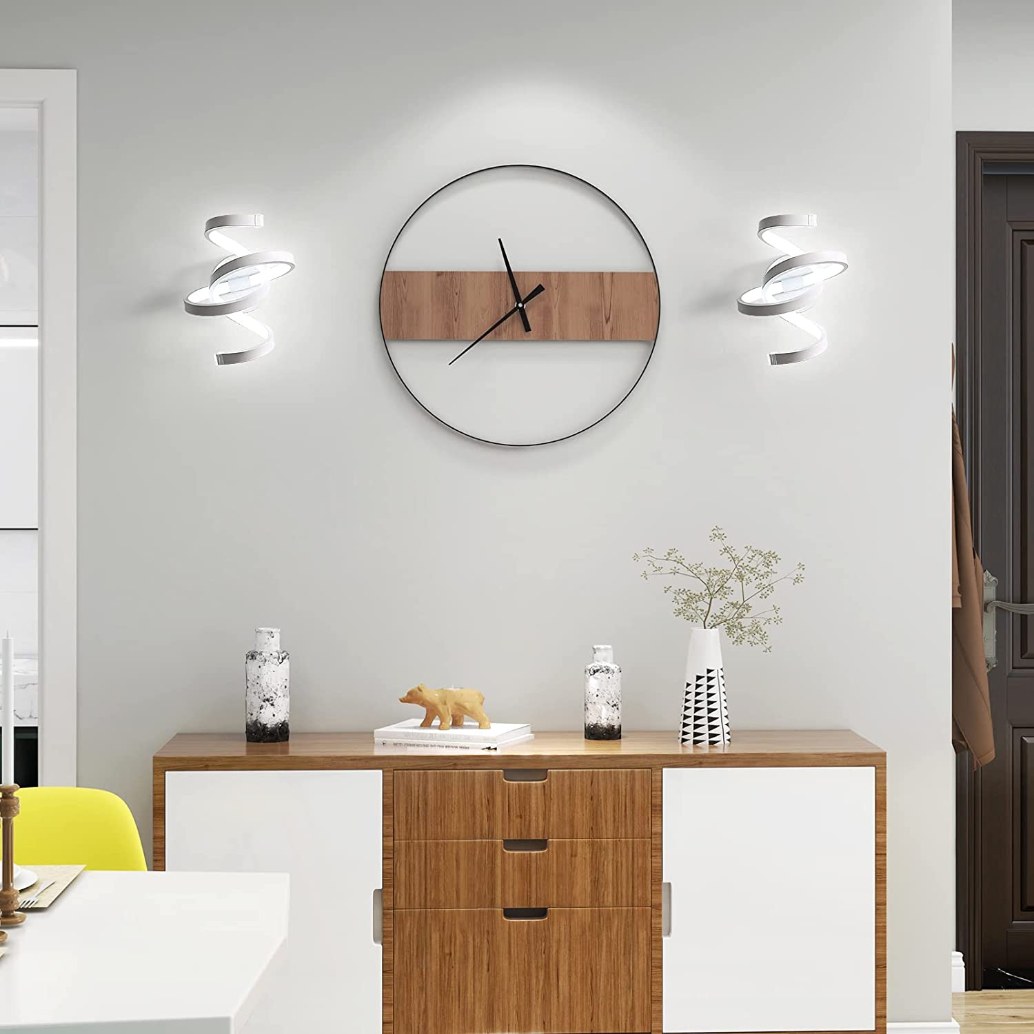 Lampada da Parete Interno, Moderno Applique da Parete a spirale 18W (6000K) LED Bianco freddo, Lampada a Muro in Acrilico, per comodino, sfondo TV Sog - 3