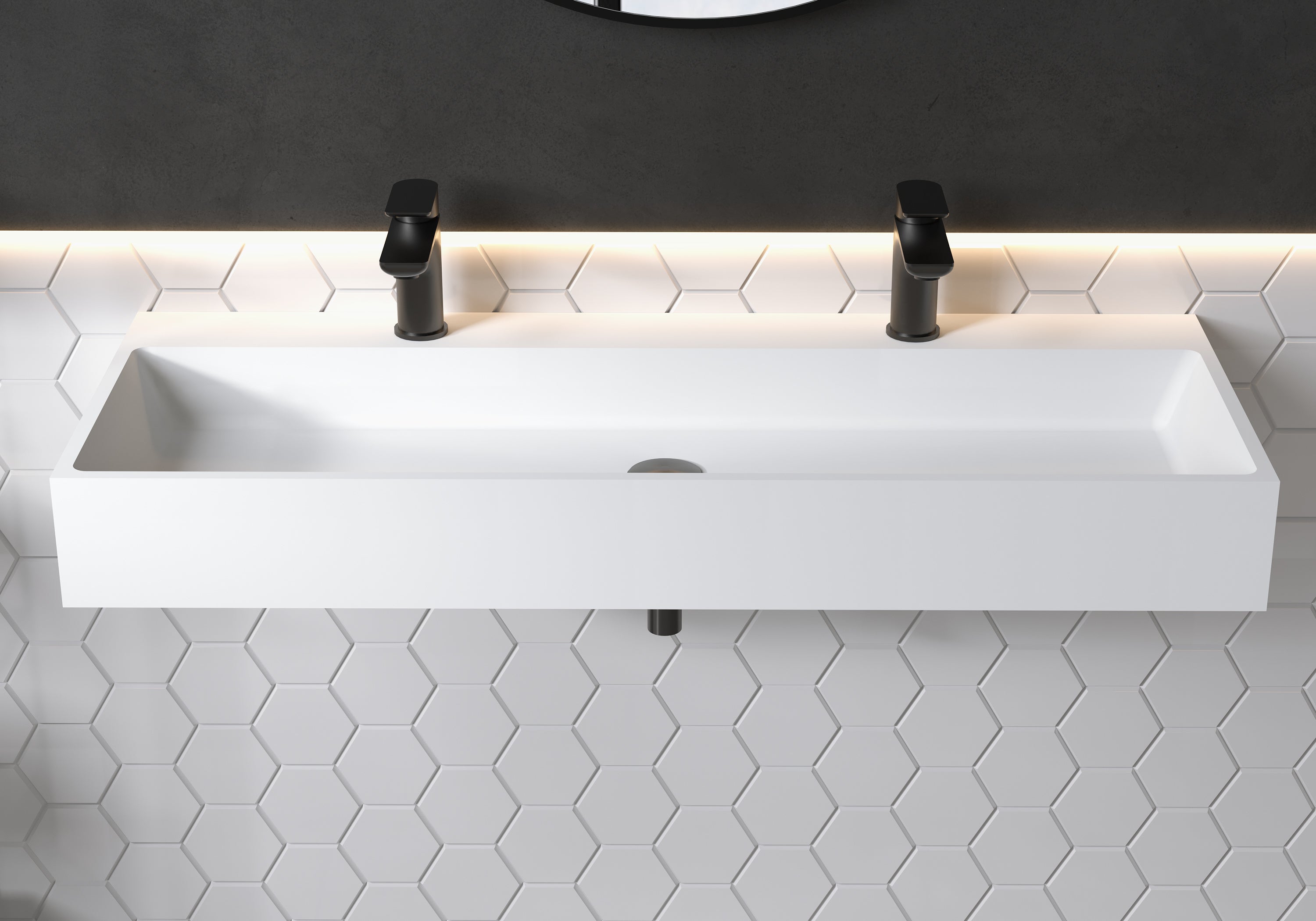 BERNSTEIN - Vasque moderne 110x42x13cm Lavabo en fonte, Lave main à poser - PB2144-1 - 5