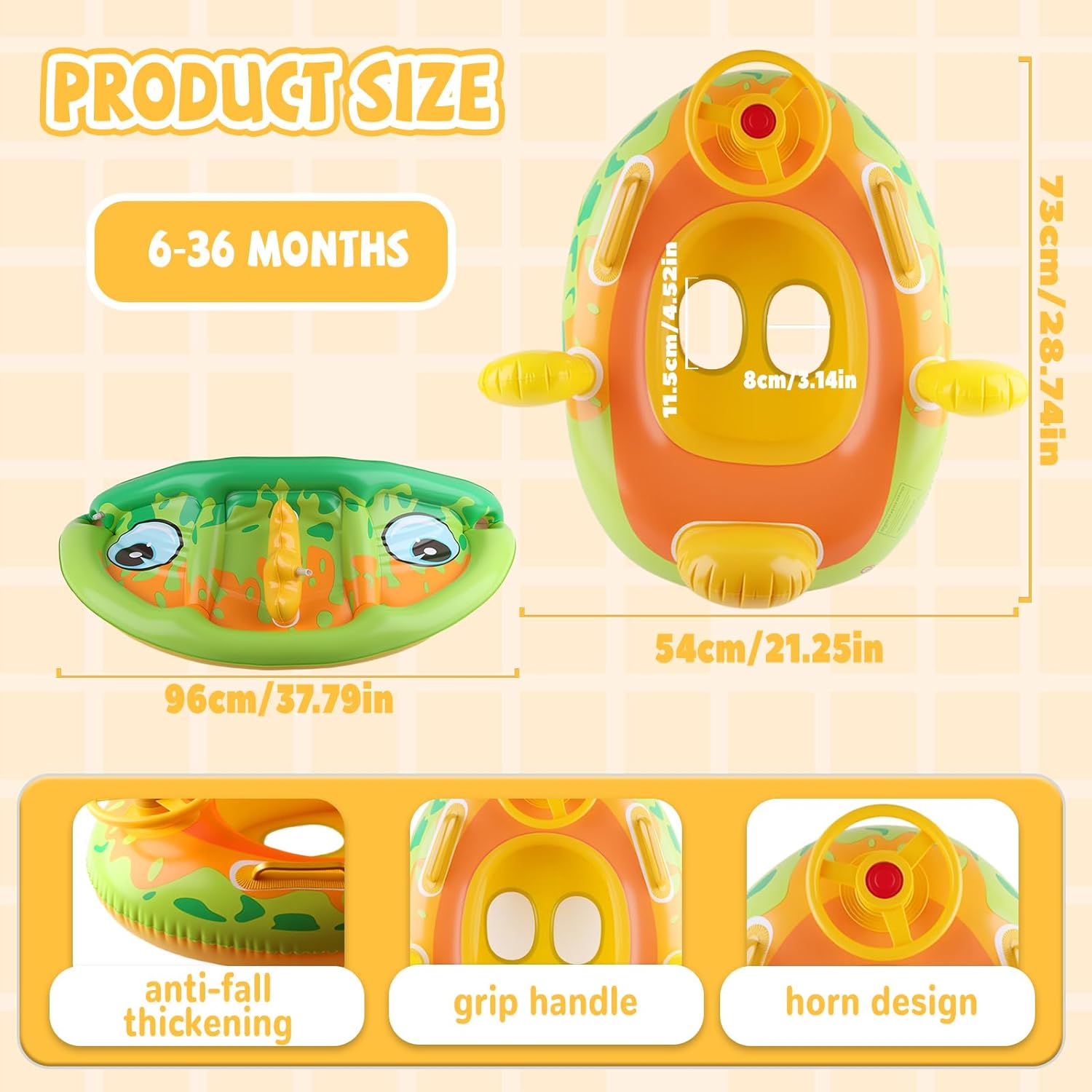 Boia para bebê com guarda-sol, Boia para bebê de 6 meses a 3 anos, Boia de unicórnio para crianças, Boia guarda-sol para bebê, Boia de unicórn - 3