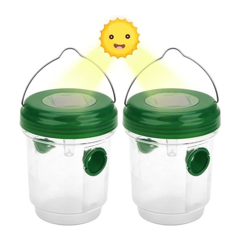 2 Pièces Piège à Guêpes Solaire avec Lumière LED, Pièges à Insectes ...