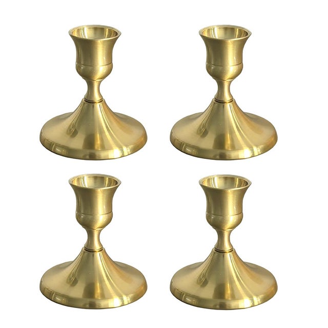 Lot de 4 chandeliers décoratifs en cuivre - petits chandeliers simples - décoration d'ambiance pour Noël et la Saint-Valentin