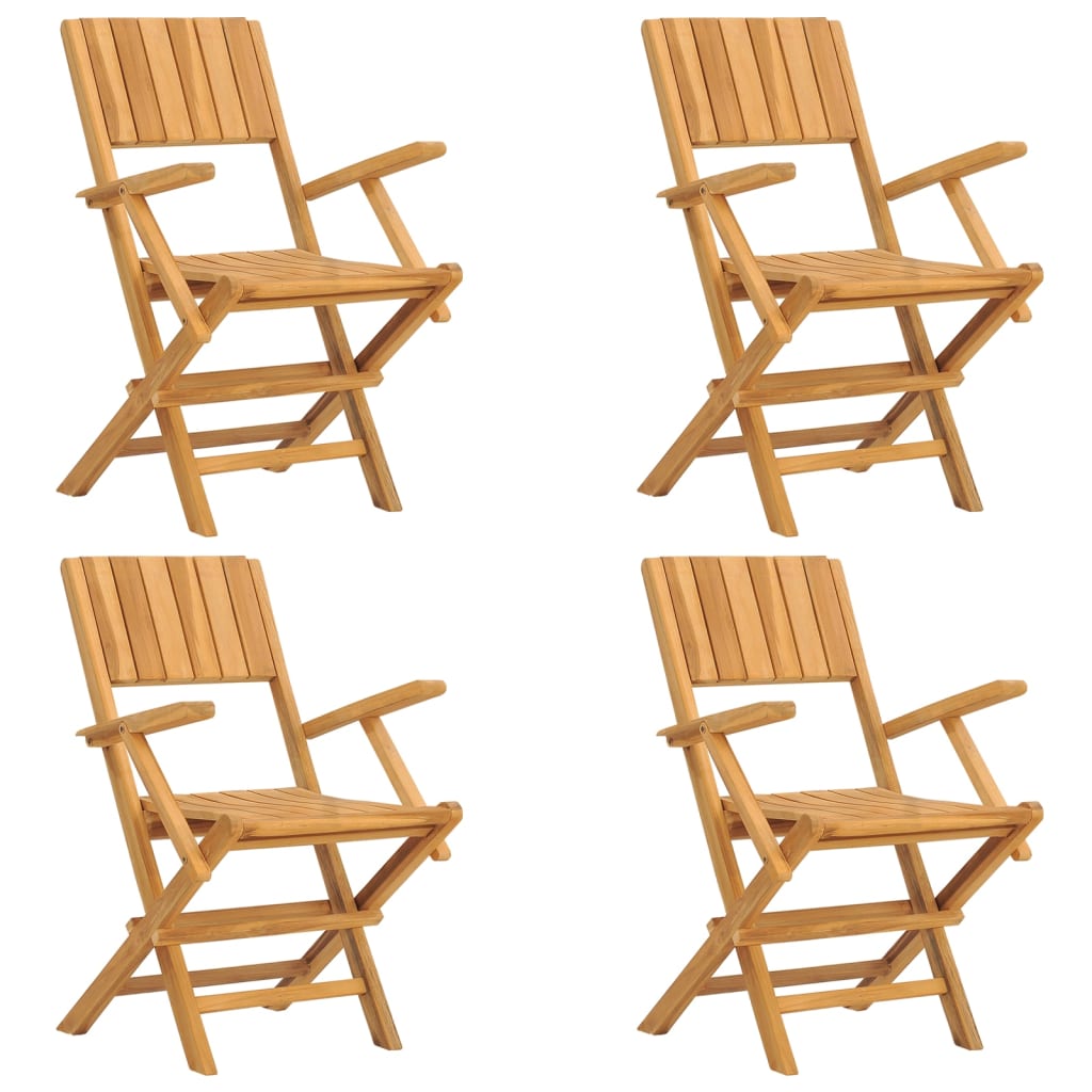 Chaises de jardin pliantes - V GEBY - Lot de 4 - Bois d'acacia - Résine