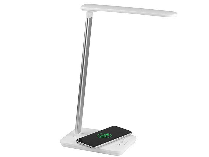 Lampe De Bureau LED Avec Chargeur Sans Fil 10W - 5 Niveaux Luminosité, 6 Modes Couleur - Minuterie 45 Min