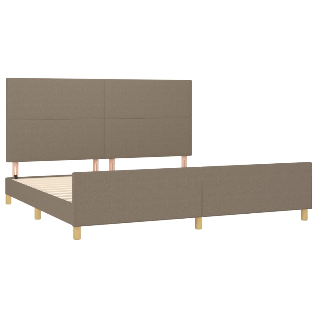 Cadre de lit sans matelas en tissu taupe pour la chambre, 200 × 200 cm - 4