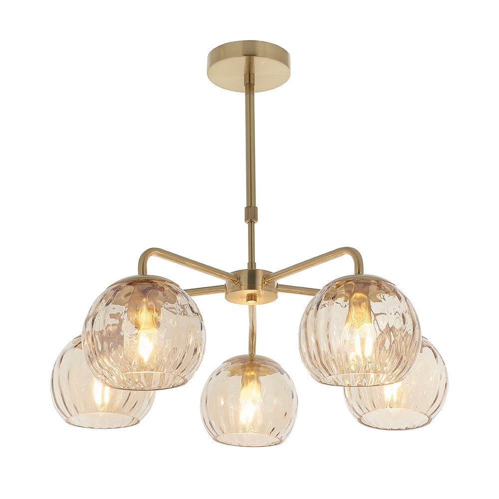 Lampa wisząca DIMPLE satynowa mosiężna 5xE14x15W metal wym:62x59x59cm IP20 Endon