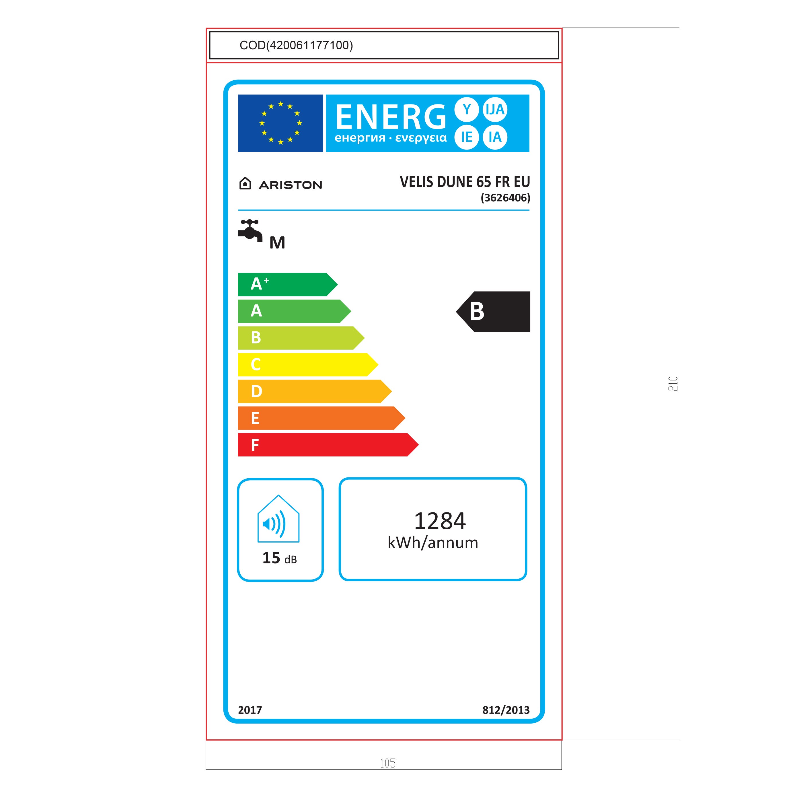 Chauffe eau électrique Plat Intelligent Multiposition VELIS DUNE Ariston 65 L - 7