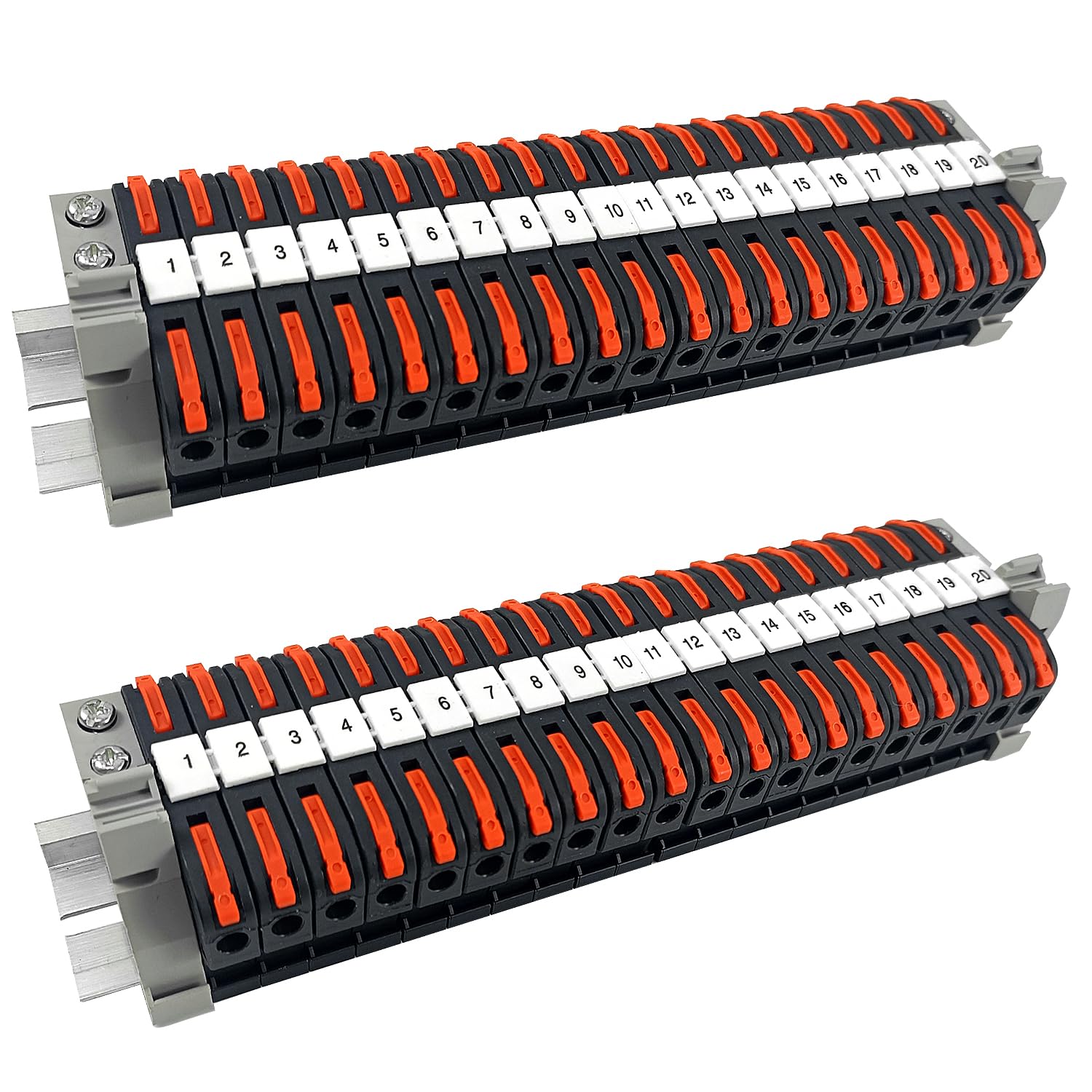 Zestaw 40-częściowych listew zaciskowych do szyny DIN, listwa zaciskowa elektroniczna PCT-211 0,08-4 mm² z uziemieniem, listwa zaciskowa do szyny DIN
