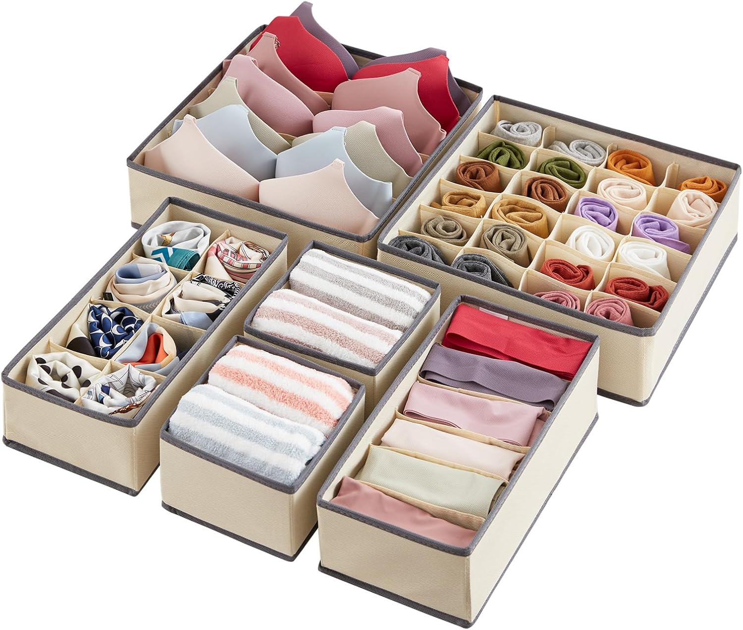 Divisori Per Cassetti In Rete Grigio 3 Pezzi - Organizer Per Biancheria Intima, Calzini E Reggiseni