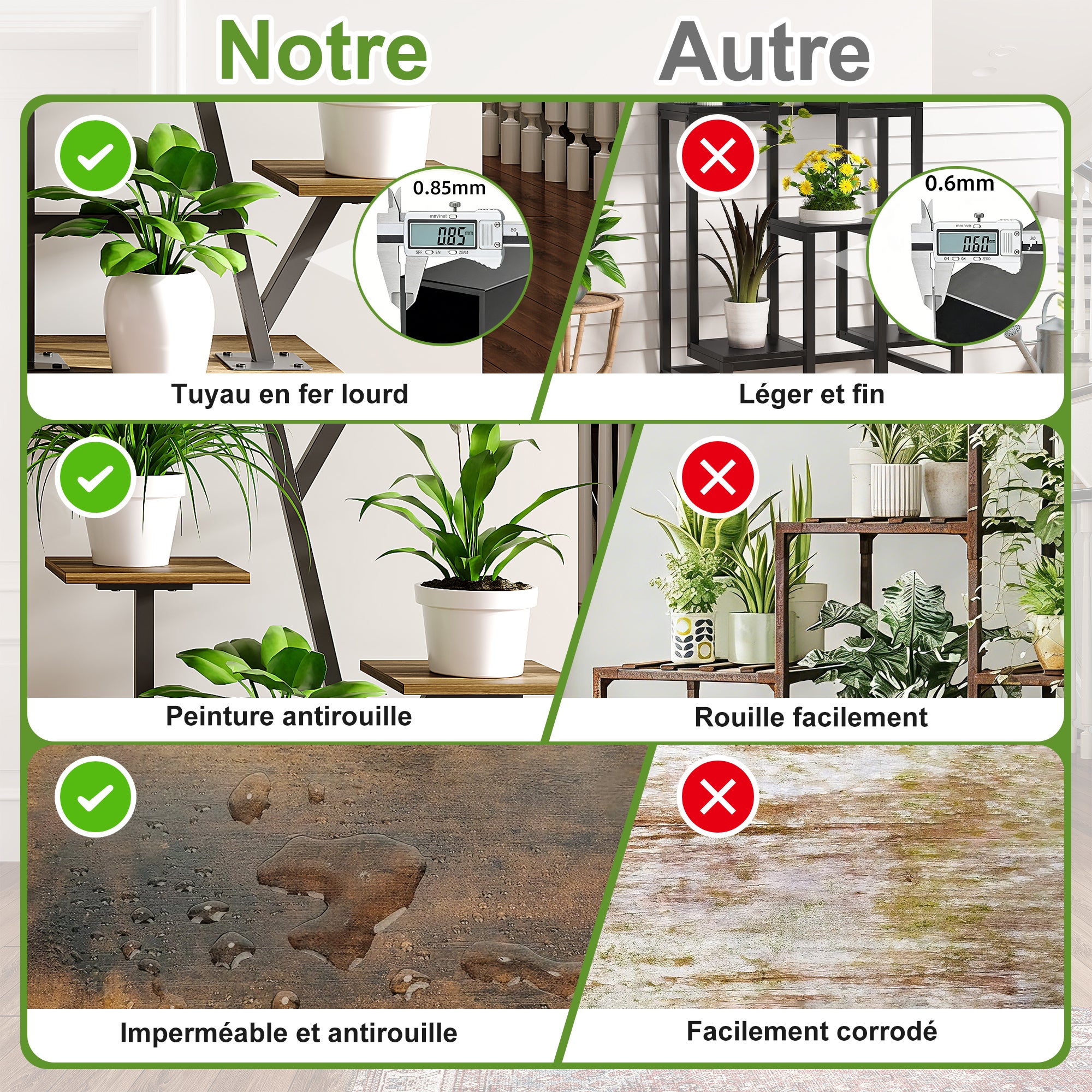 Support Plantes Intérieur avec Lampe de Croissance, Lot de 2, Étagère Porte Plantes 12 Niveaux Métal, 140 cm de Haut pour Plante D'intérieur - 3