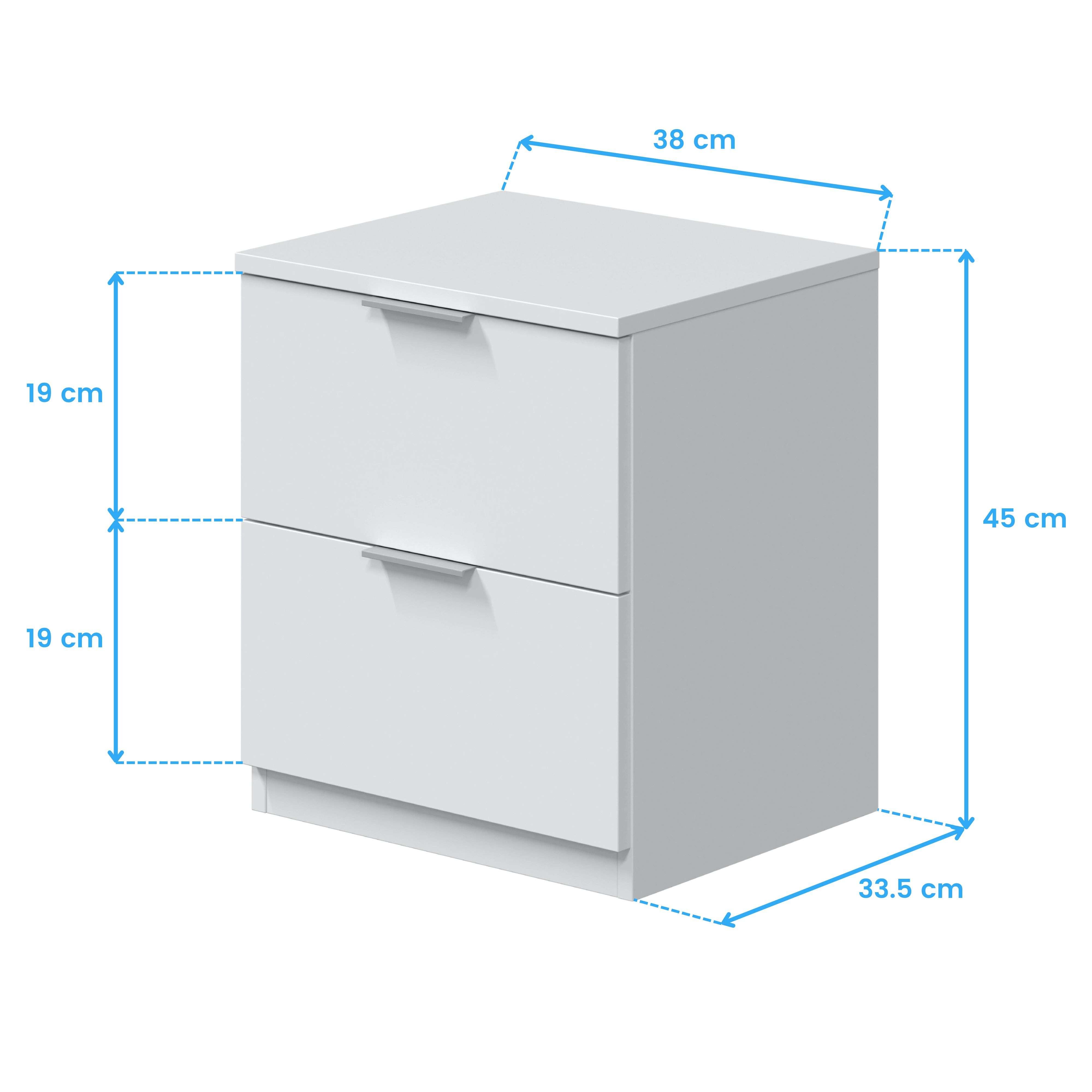 Chevet ELOAH 2 tiroirs L38cm x H45cm - Blanc - 7