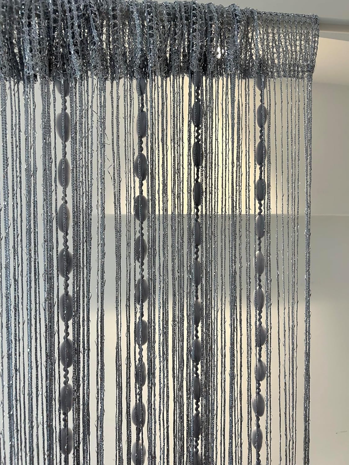 Rideau de fils de perles pour porte, panneau mural - Séparateur de pièce, rideau décoratif pour salon, chambre, mariage, fête - 200 x 100 cm - Doré