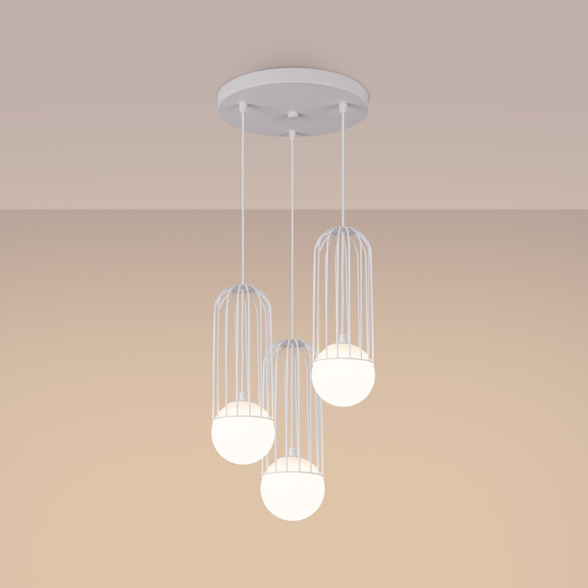 Lampa wisząca ZYNEX 3P biała LED 3000K - 34x34x115cm Sollux