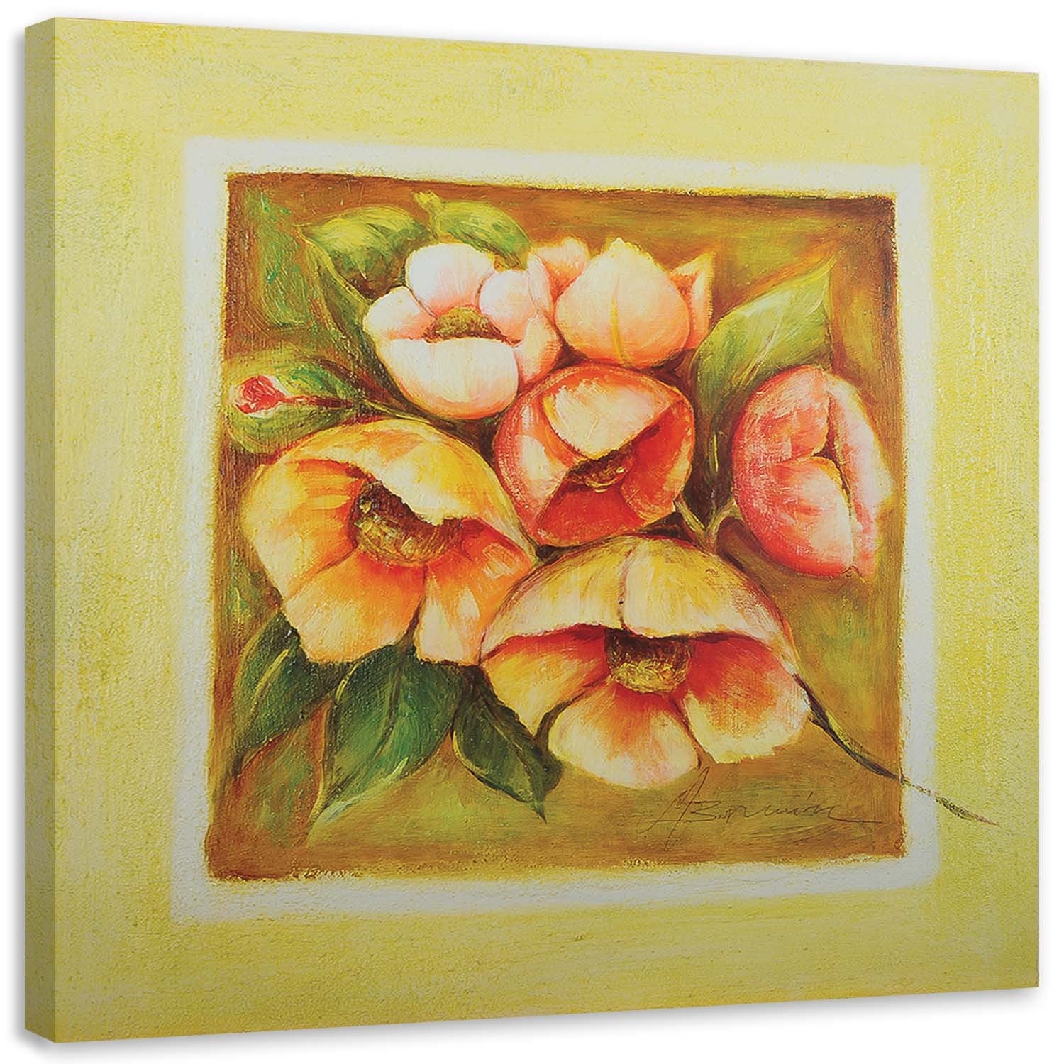 Obraz na płótnie, Sześć różowych kwiatów 60x60