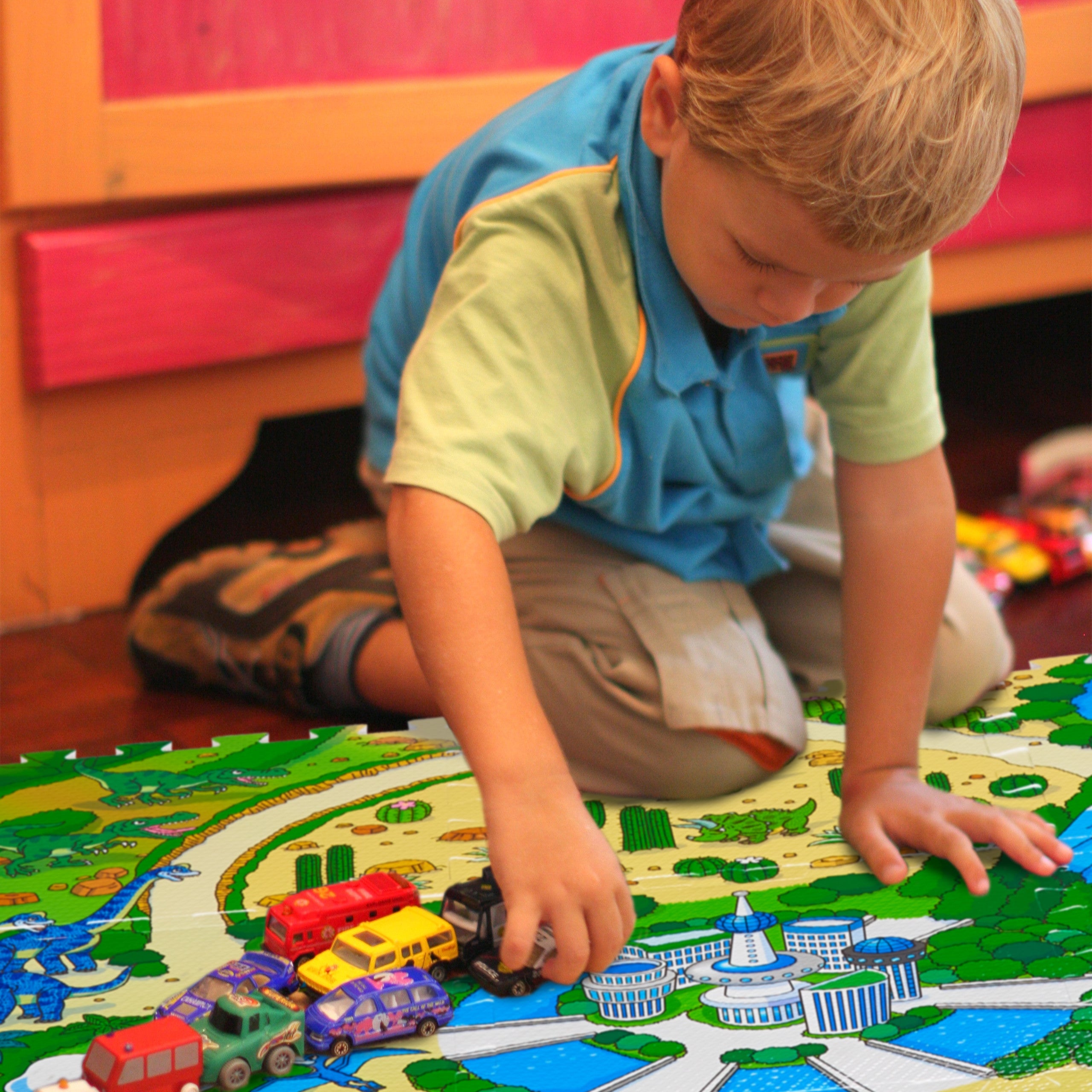 Tapis de jeu, 9 pièces de puzzle pour enfants, sans polluants, mousse EVA, 90 x 90 cm, multicolore, Relaxdays - 5