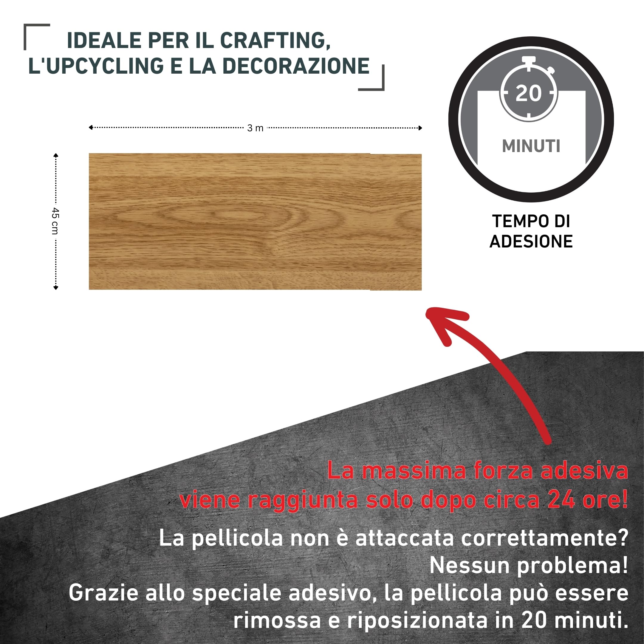 Pellicole adesive effetto legno Rovere chiaro, Foglio decorativo autoadesivo, PVC, senza ftalati, 45 cm x 3 m, Venilia 53148 - 2