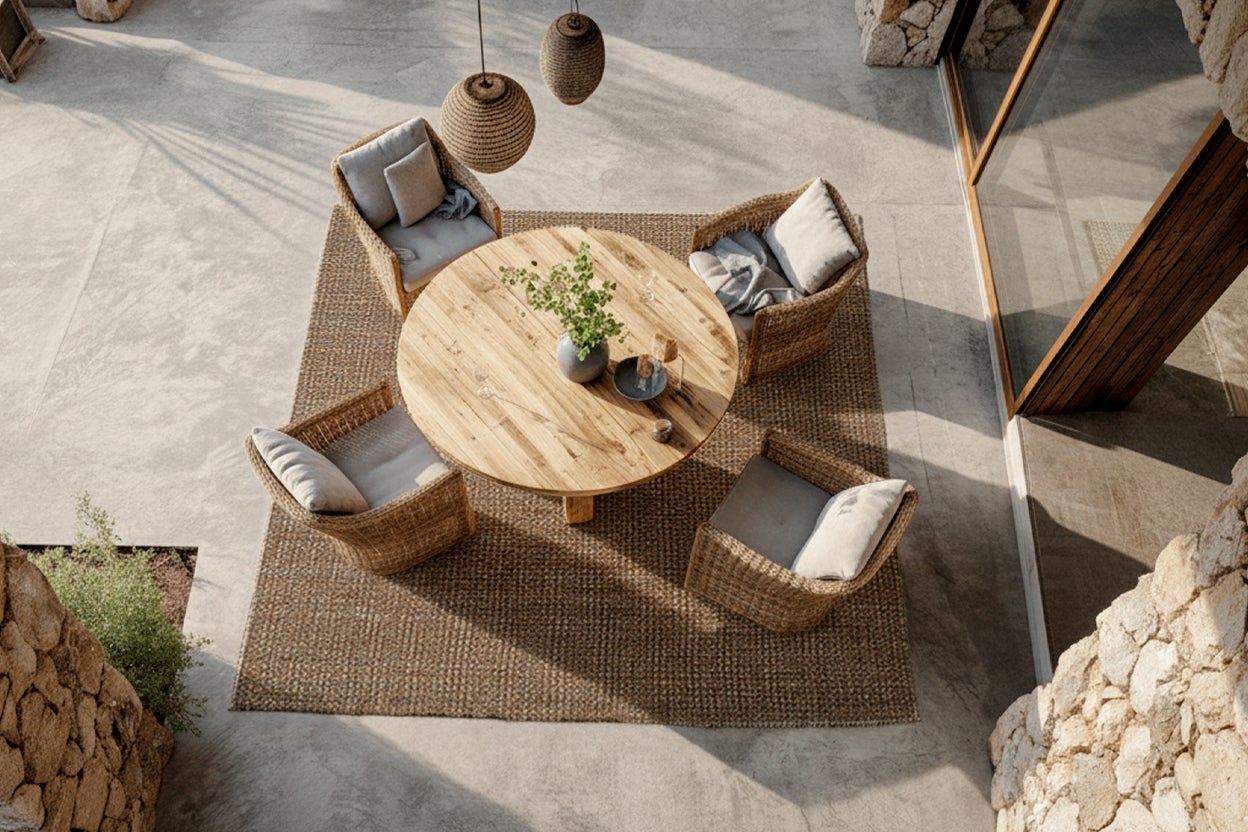 Tapis en jute 200x200 cm Antorini – Naturel, Tissage Plat, Tressé Artisanale et Style Bohème Méditerranéen - 4