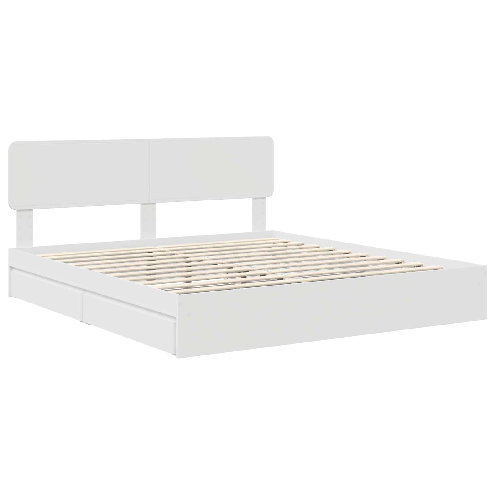 Lit de rangement réglable blanc 180 x 200 cm en panneau de bois - 4