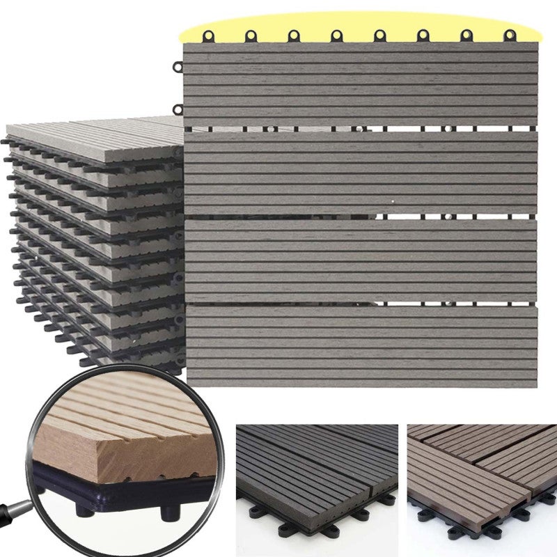 Płytki podłogowe WPC Rhone, balkon/taras o wyglądzie drewna, 11x po 30x30cm = 1sqm ~ podstawa, teak offset