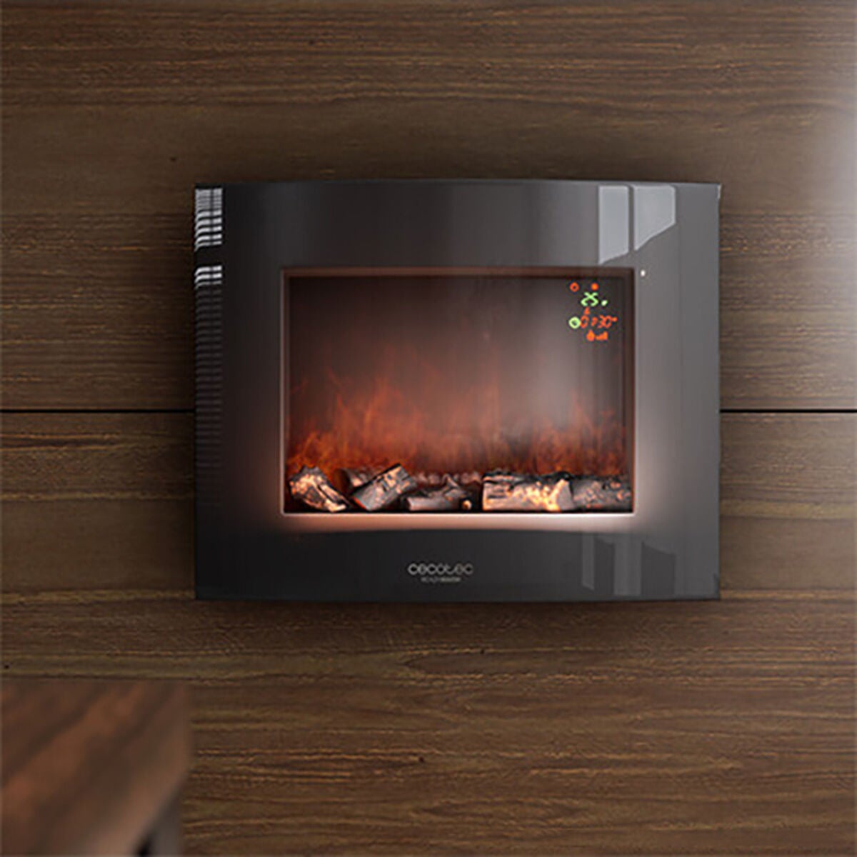 Chimenea eléctrica decorativa de pared cecotec warm 2600 curved flames 2000w