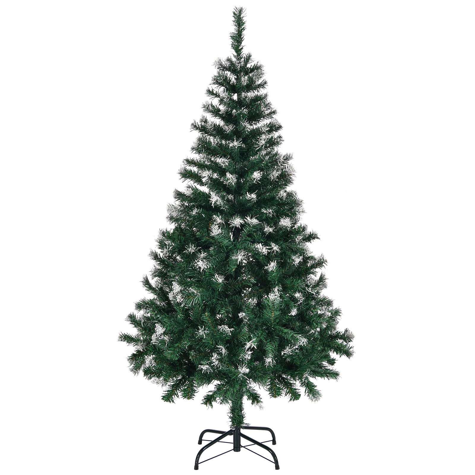Pokryta śniegiem sztuczna choinka 152 cm, nieoświetlona, z 480 gałęziami i solidnym metalowym stojakiem, idealna do biura, domu lub biura